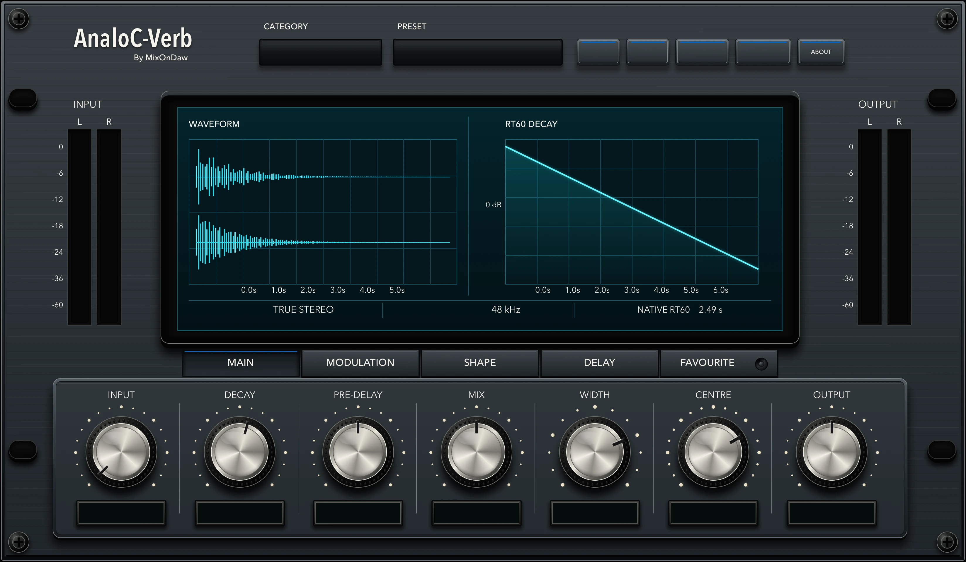 AnaloC-Verb reverb plugin interface